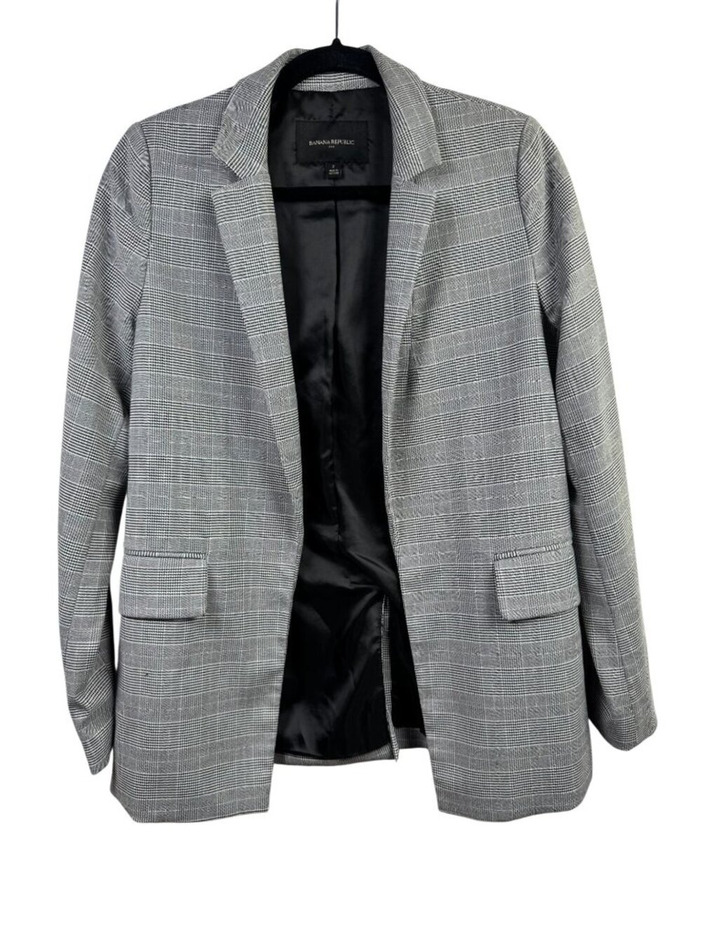 Banana Republic Womens Gray Glen Plaid Suit Blazer Jacket Size 2 Lined Classic